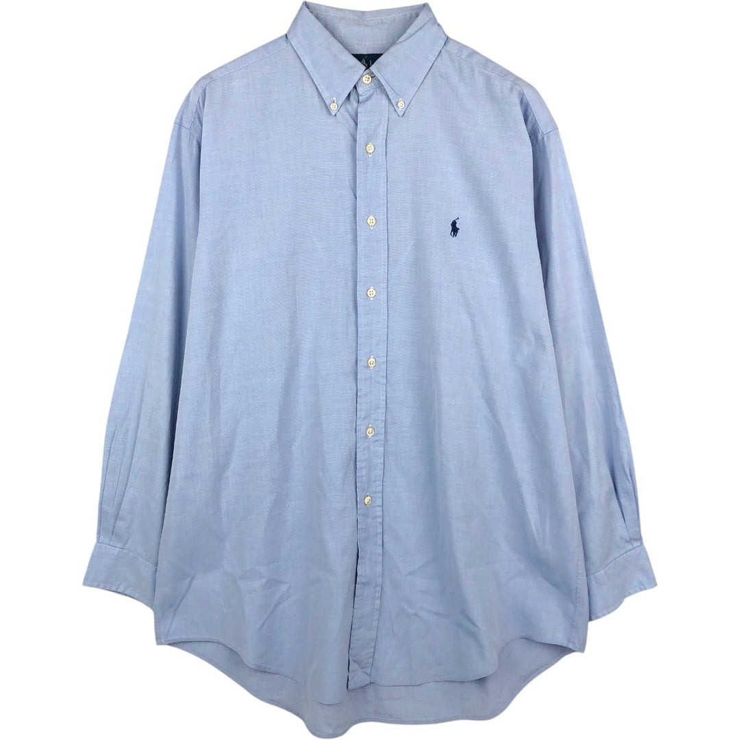 Ralph Lauren YARMOUTH long sleeve button down shirt, men's size L cotton Blue type light blue Vintage Second Hand