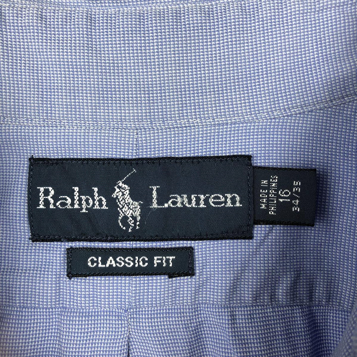Ralph Lauren Classic Fit Long Sleeve Button Down Check Shirt Men's Size L cotton blue type Vintage Second Hand