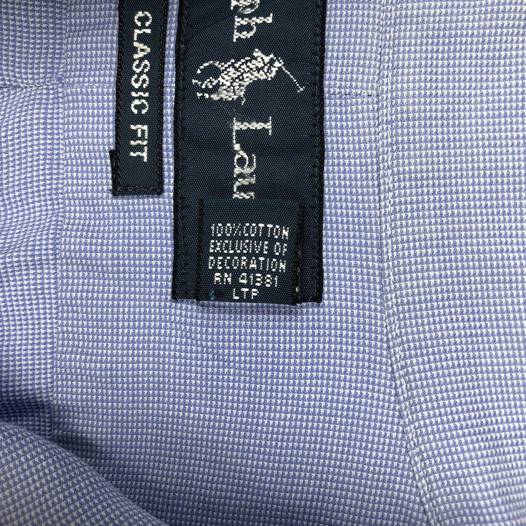 Ralph Lauren Classic Fit Long Sleeve Button Down Check Shirt Men's Size L cotton blue type Vintage Second Hand