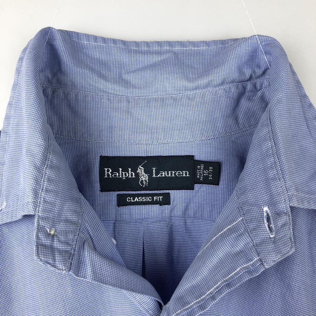Ralph Lauren Classic Fit Long Sleeve Button Down Check Shirt Men's Size L cotton blue type Vintage Second Hand
