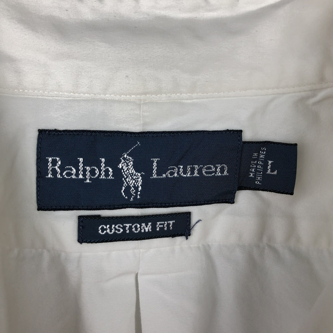 Ralph Lauren CUSTOM FIT long sleeve button down shirt, men's size L cotton white type Vintage Second Hand