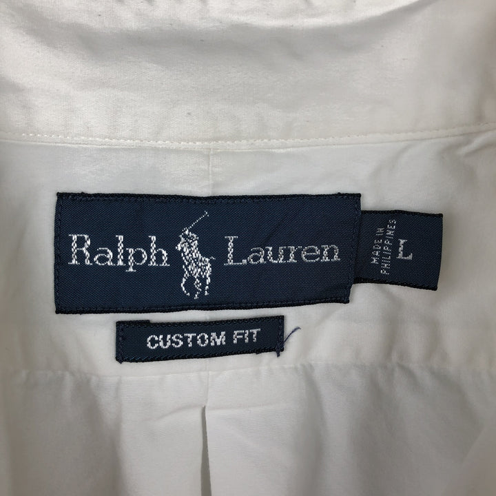 Ralph Lauren CUSTOM FIT long sleeve button down shirt, men's size L cotton white type Vintage Second Hand