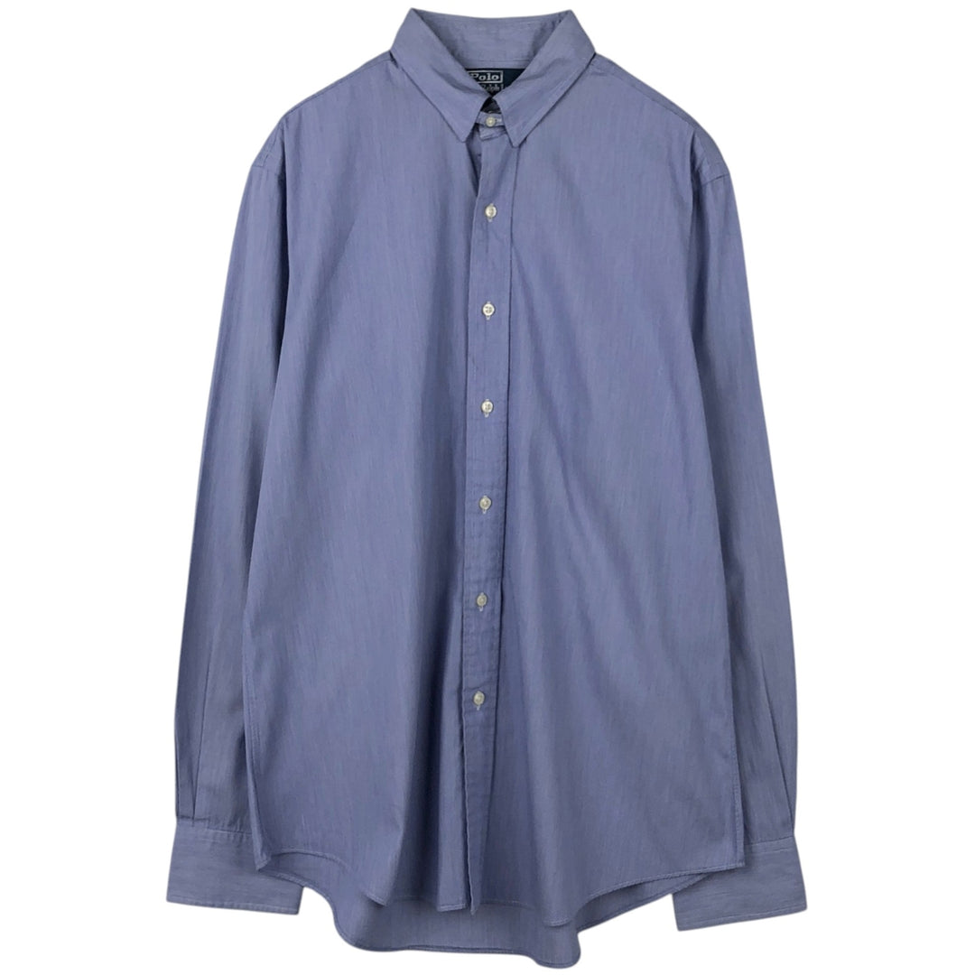 Ralph Lauren POLO by Ralph Lauren DOUGLAS TAB CUSTOM FIT Long-Sleeve Cotton Shirt, Men's Size L (approx.) cotton blue type Vintage Second Hand