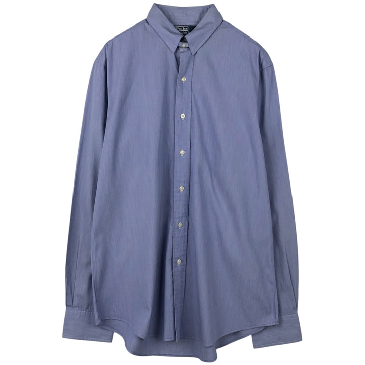 Ralph Lauren POLO by Ralph Lauren DOUGLAS TAB CUSTOM FIT Long-Sleeve Cotton Shirt, Men's Size L (approx.) cotton blue type Vintage Second Hand