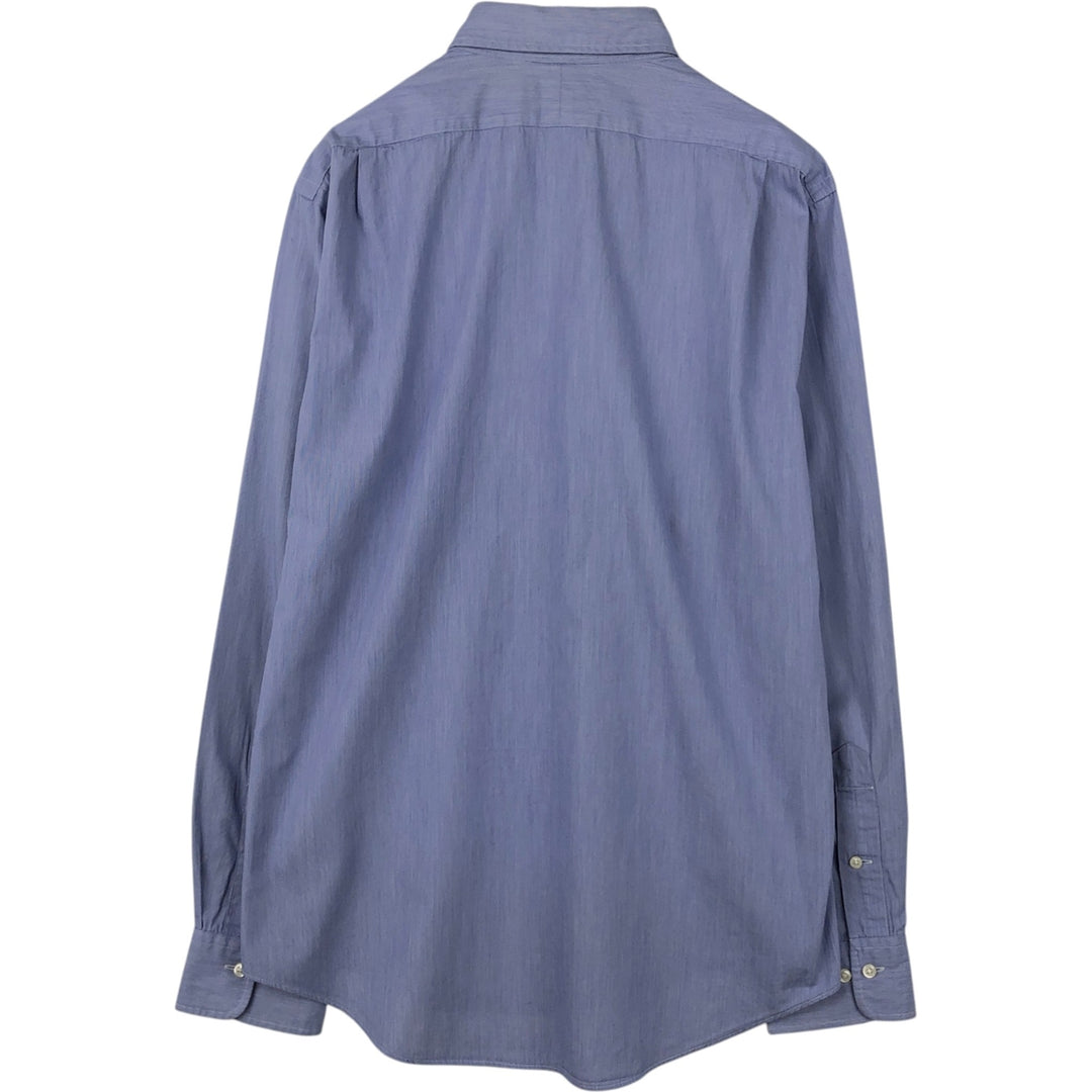 Ralph Lauren POLO by Ralph Lauren DOUGLAS TAB CUSTOM FIT Long-Sleeve Cotton Shirt, Men's Size L (approx.) cotton blue type Vintage Second Hand