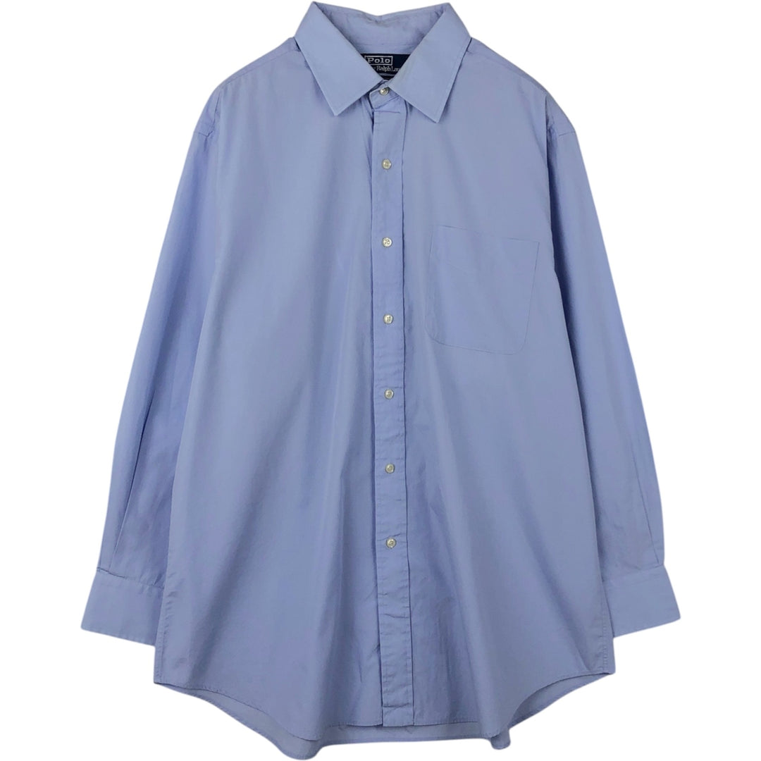 Ralph Lauren POLO by Ralph Lauren CURHAM long-sleeved cotton shirt, men's size XL cotton blue type Vintage Second Hand
