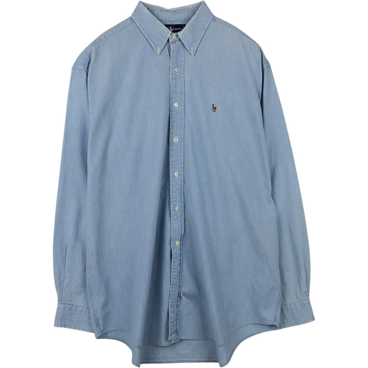 Ralph Lauren long sleeve button down shirt, men's XL size cotton blue type Vintage Second Hand