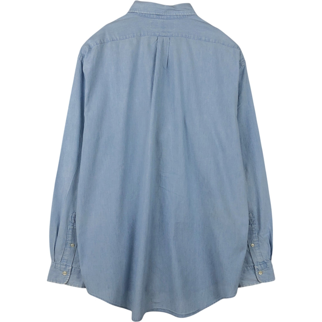 Ralph Lauren long sleeve button down shirt, men's XL size cotton blue type Vintage Second Hand