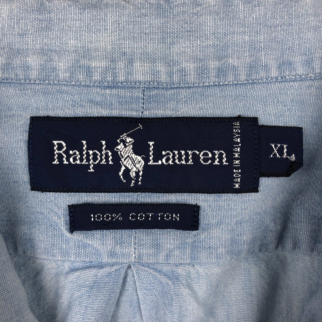 Ralph Lauren long sleeve button down shirt, men's XL size cotton blue type Vintage Second Hand