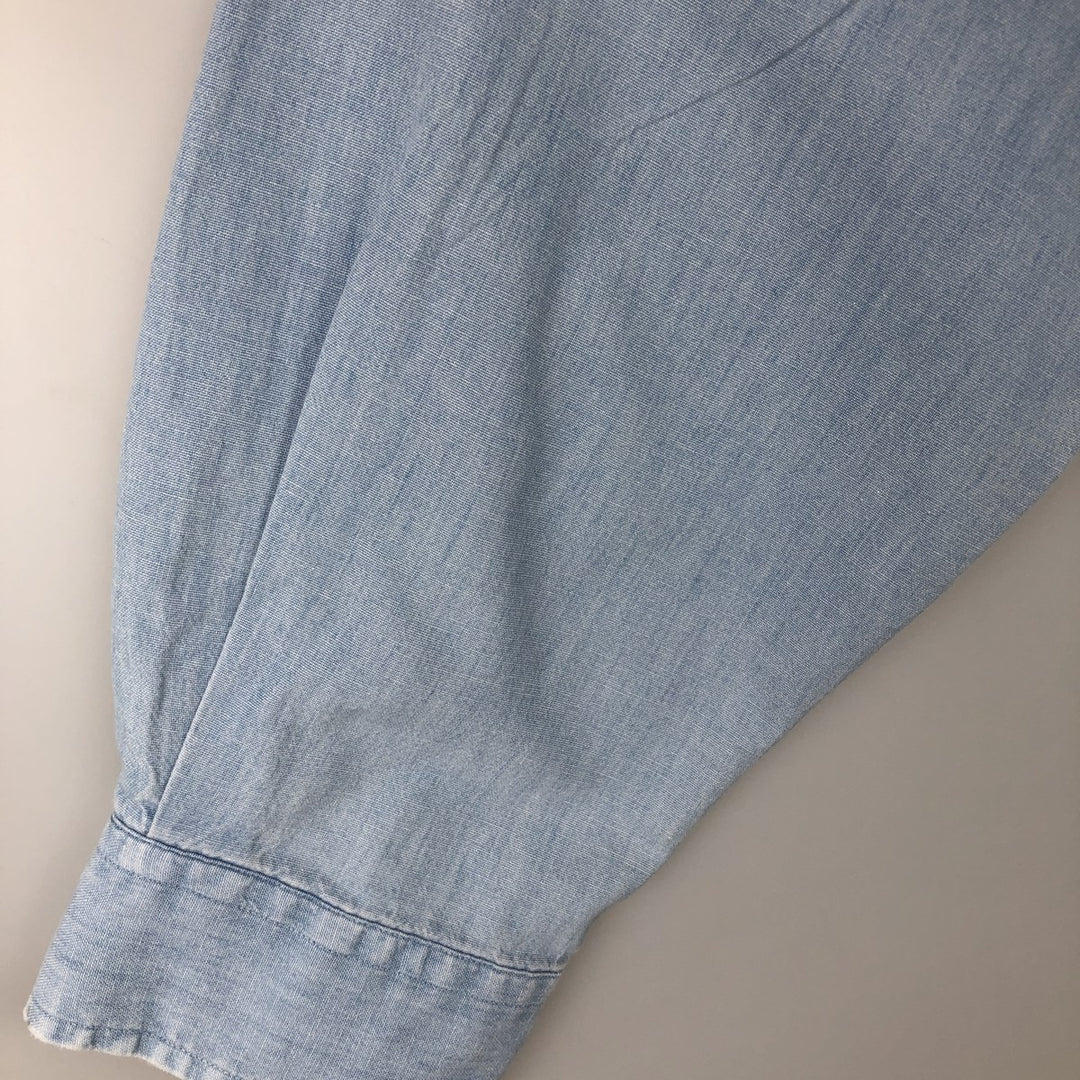 Ralph Lauren long sleeve button down shirt, men's XL size cotton blue type Vintage Second Hand