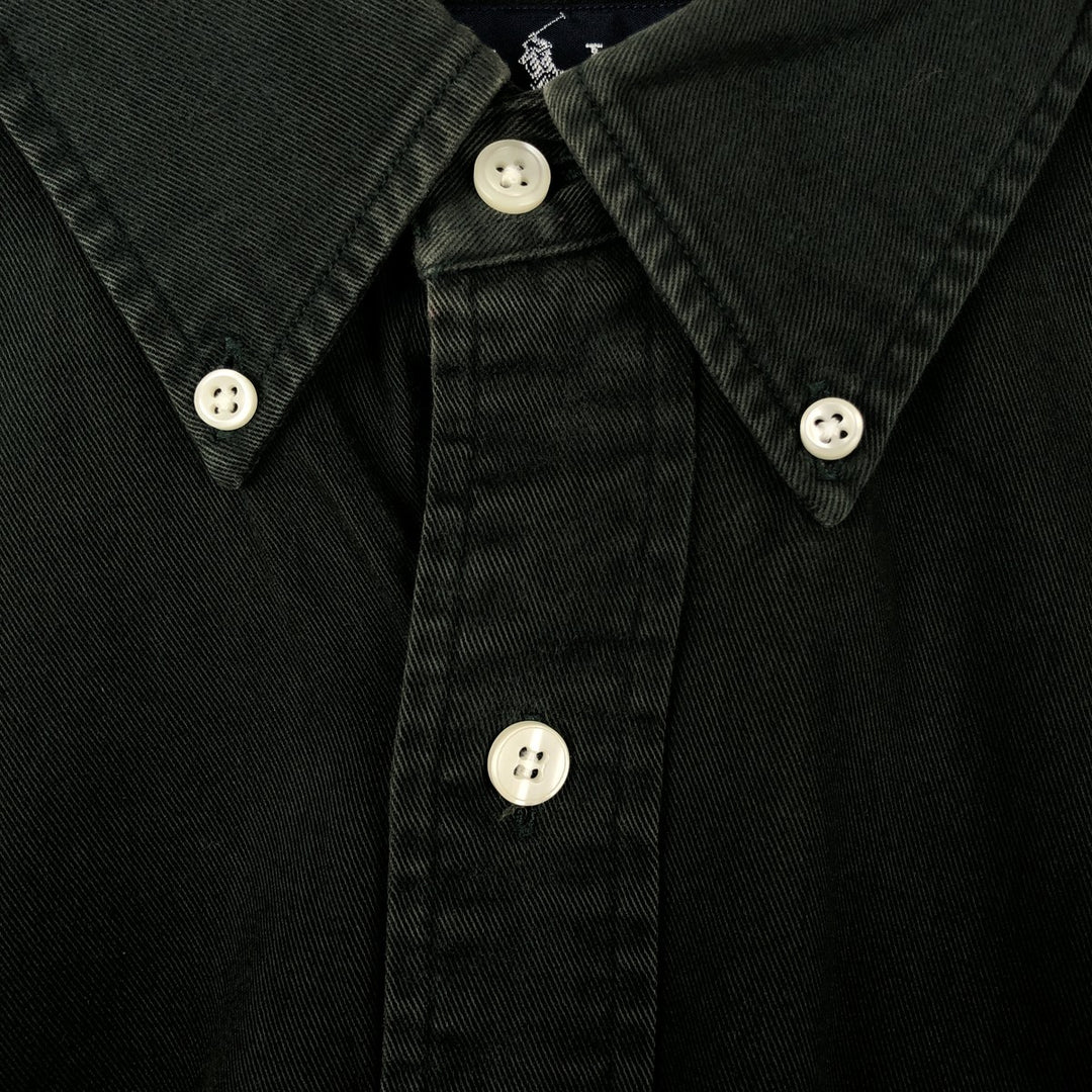 Ralph Lauren BLAIRE long sleeve button down shirt, men's size L cotton dark green Vintage Second Hand