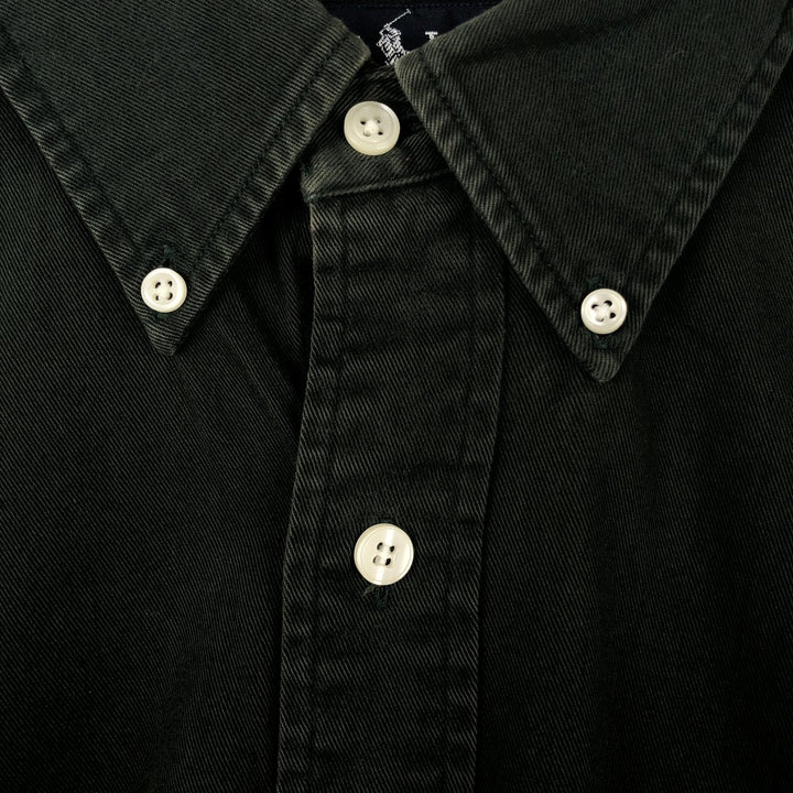 Ralph Lauren BLAIRE long sleeve button down shirt, men's size L cotton dark green Vintage Second Hand
