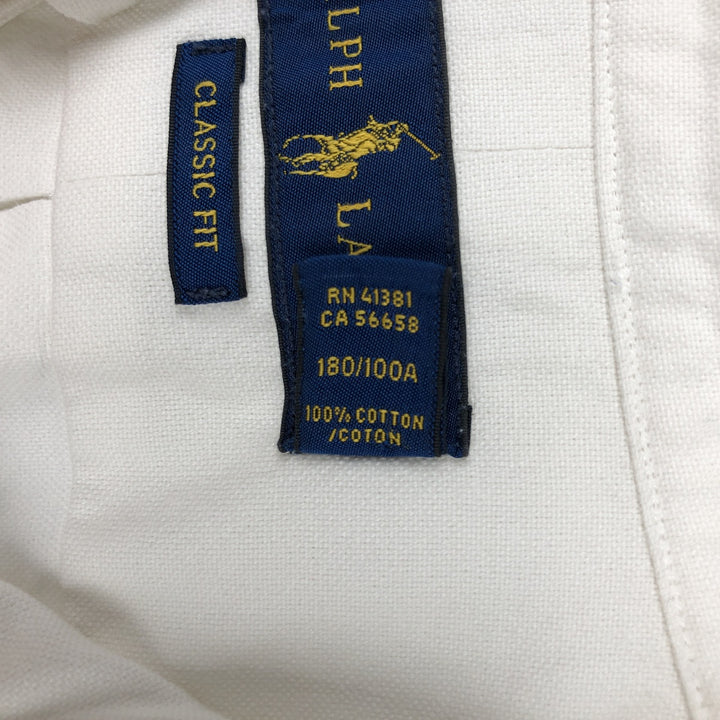Ralph Lauren CLASSIC FIT Polo Bear Long-Sleeve Button-Down Shirt, Men's Size L (approx.) cotton white type Vintage Second Hand