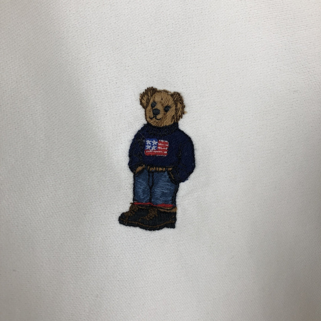 Ralph Lauren CLASSIC FIT Polo Bear Long-Sleeve Button-Down Shirt, Men's Size L (approx.) cotton white type Vintage Second Hand