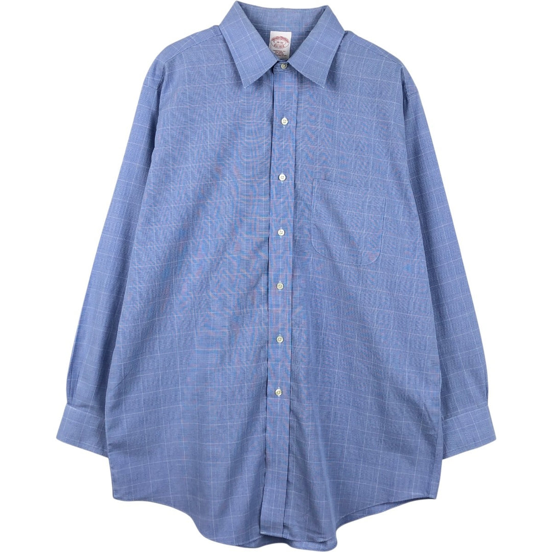 Brooks Brothers Est. 1818 Long Sleeve Cotton Check Shirt, Men's Size L cotton blue type Vintage Second Hand