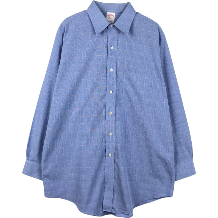 Brooks Brothers Est. 1818 Long Sleeve Cotton Check Shirt, Men's Size L cotton blue type Vintage Second Hand