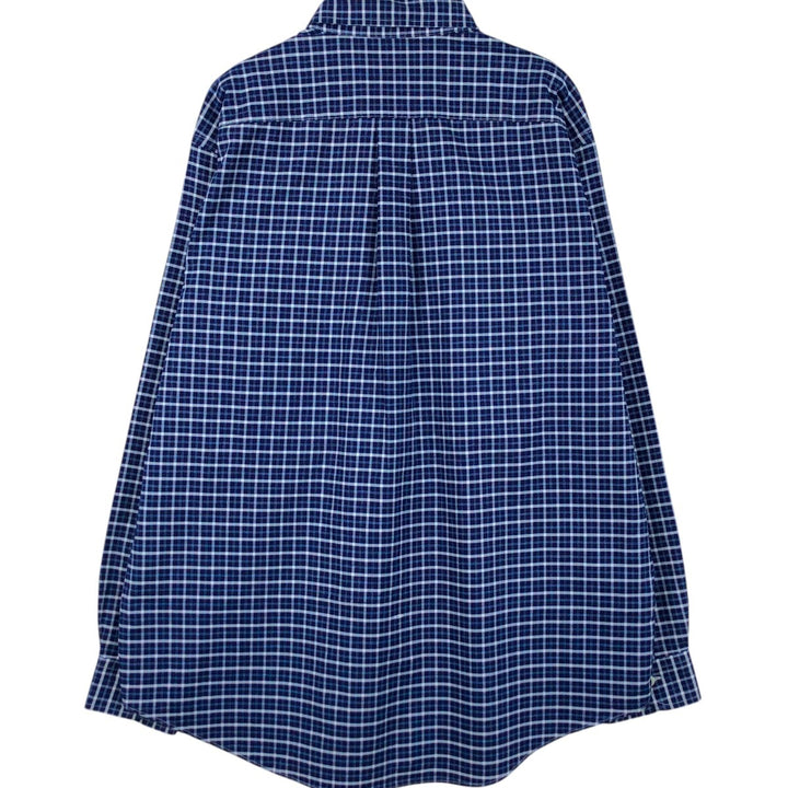 Brooks Brothers Est.1818 Short Sleeve Button-Down Check Shirt, Men's Size L Supima Cotton navy blue type Vintage Second Hand