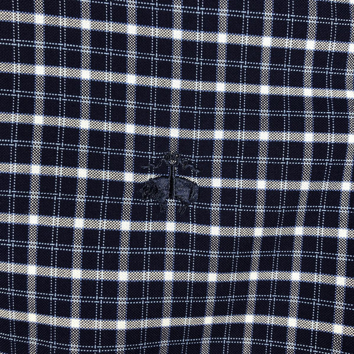 Brooks Brothers Est.1818 Short Sleeve Button-Down Check Shirt, Men's Size L Supima Cotton navy blue type Vintage Second Hand