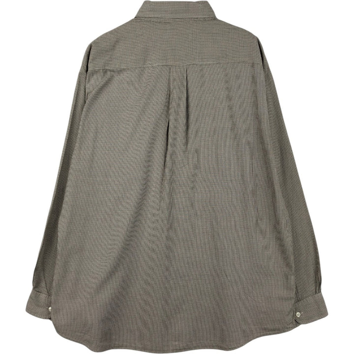 Brooks Brothers houndstooth pattern short-sleeved button-down check shirt, men's size L (approx.) cotton brown type Vintage Second Hand