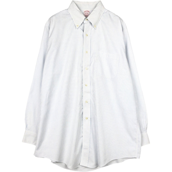 Brooks Brothers Est.1818 Traditional Fit Short-Sleeve Button-Down Striped Shirt, Men's Size L (approx.) Supima Cotton white type Vintage Second Hand