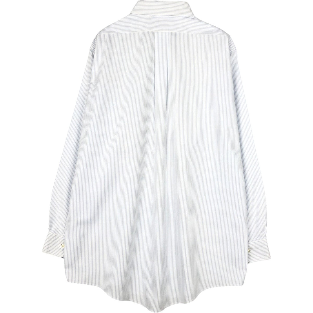 Brooks Brothers Est.1818 Traditional Fit Short-Sleeve Button-Down Striped Shirt, Men's Size L (approx.) Supima Cotton white type Vintage Second Hand