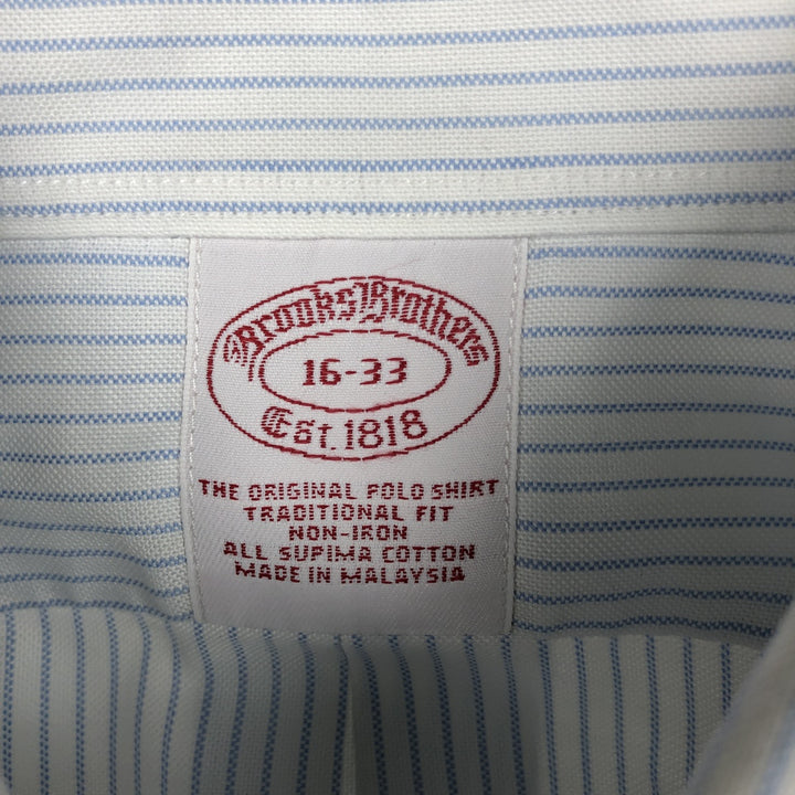 Brooks Brothers Est.1818 Traditional Fit Short-Sleeve Button-Down Striped Shirt, Men's Size L (approx.) Supima Cotton white type Vintage Second Hand