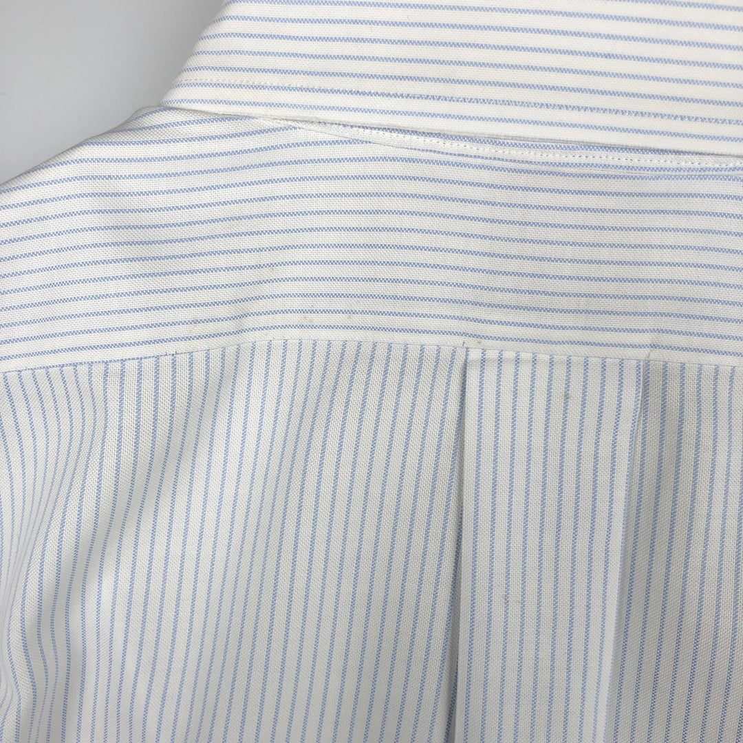 Brooks Brothers Est.1818 Traditional Fit Short-Sleeve Button-Down Striped Shirt, Men's Size L (approx.) Supima Cotton white type Vintage Second Hand