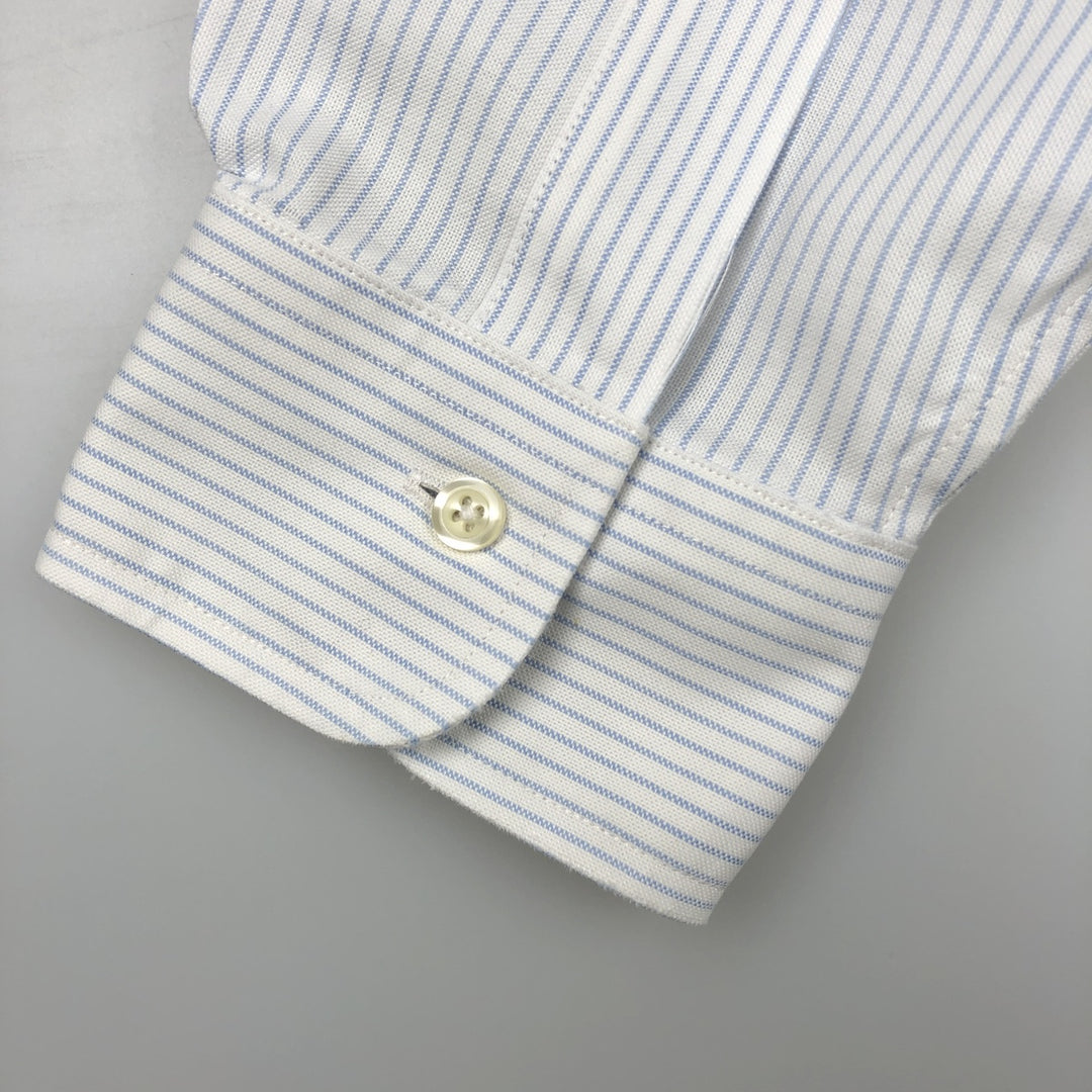 Brooks Brothers Est.1818 Traditional Fit Short-Sleeve Button-Down Striped Shirt, Men's Size L (approx.) Supima Cotton white type Vintage Second Hand