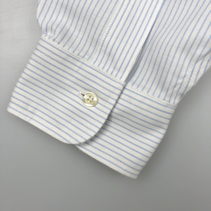 Brooks Brothers Est.1818 Traditional Fit Short-Sleeve Button-Down Striped Shirt, Men's Size L (approx.) Supima Cotton white type Vintage Second Hand