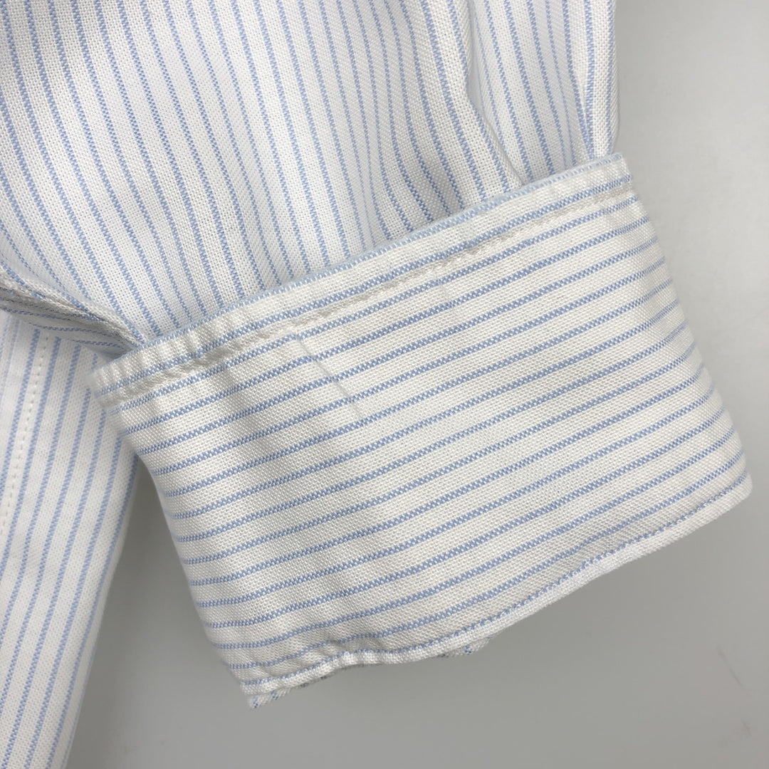 Brooks Brothers Est.1818 Traditional Fit Short-Sleeve Button-Down Striped Shirt, Men's Size L (approx.) Supima Cotton white type Vintage Second Hand