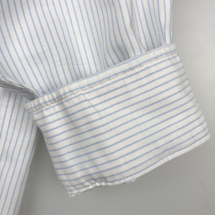 Brooks Brothers Est.1818 Traditional Fit Short-Sleeve Button-Down Striped Shirt, Men's Size L (approx.) Supima Cotton white type Vintage Second Hand