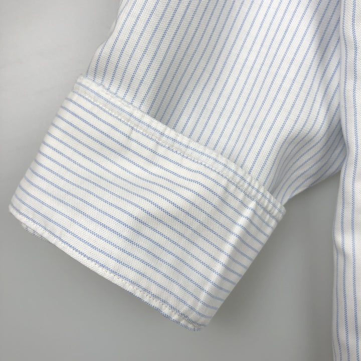 Brooks Brothers Est.1818 Traditional Fit Short-Sleeve Button-Down Striped Shirt, Men's Size L (approx.) Supima Cotton white type Vintage Second Hand