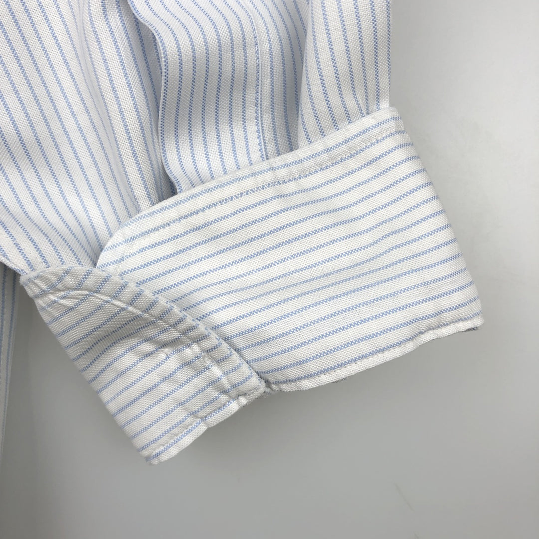 Brooks Brothers Est.1818 Traditional Fit Short-Sleeve Button-Down Striped Shirt, Men's Size L (approx.) Supima Cotton white type Vintage Second Hand