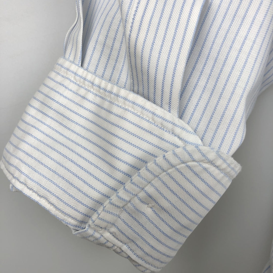 Brooks Brothers Est.1818 Traditional Fit Short-Sleeve Button-Down Striped Shirt, Men's Size L (approx.) Supima Cotton white type Vintage Second Hand