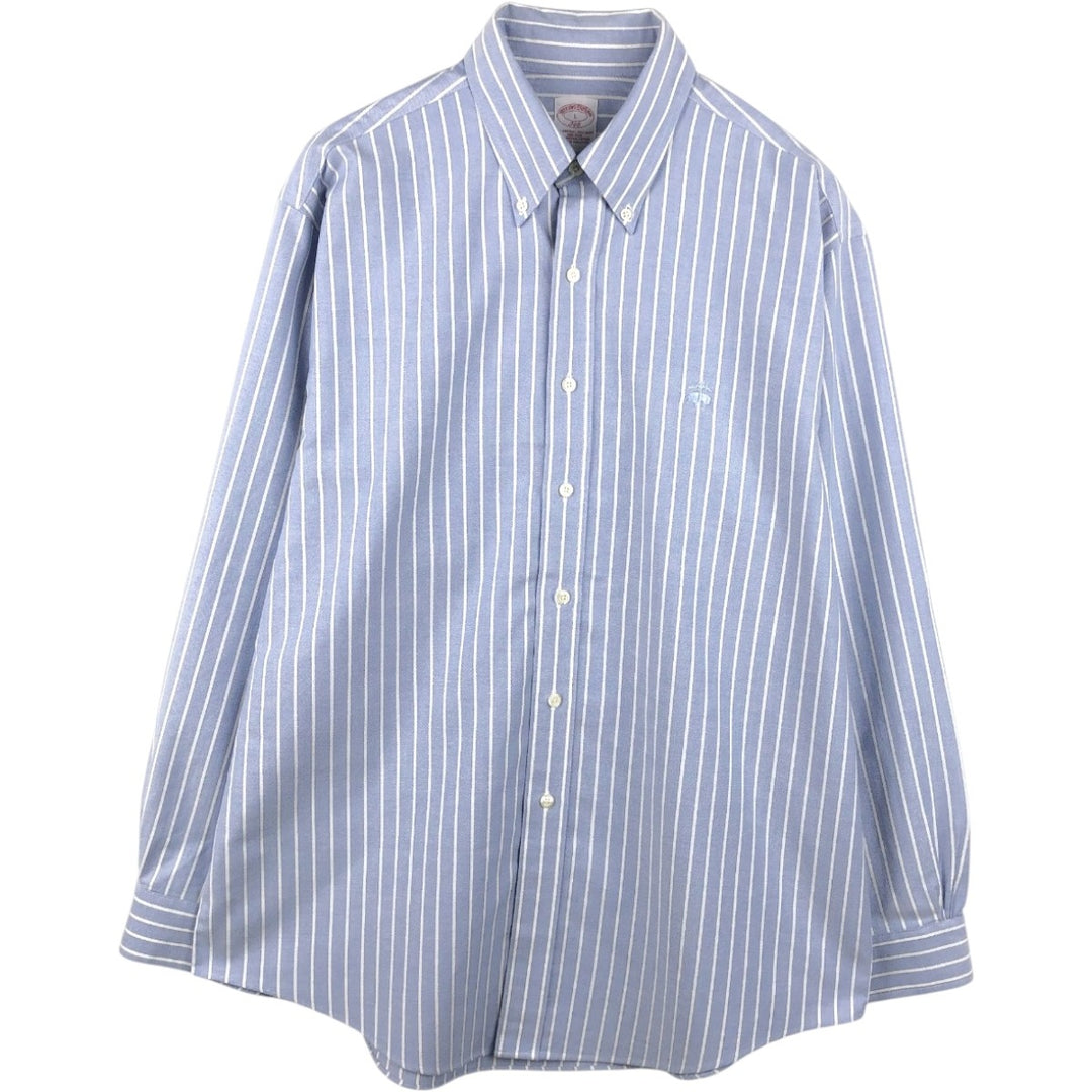 Brooks Brothers 346 Long Sleeve Button-Down Striped Shirt, Men's Size L Supima Cotton navy blue type Vintage Second Hand