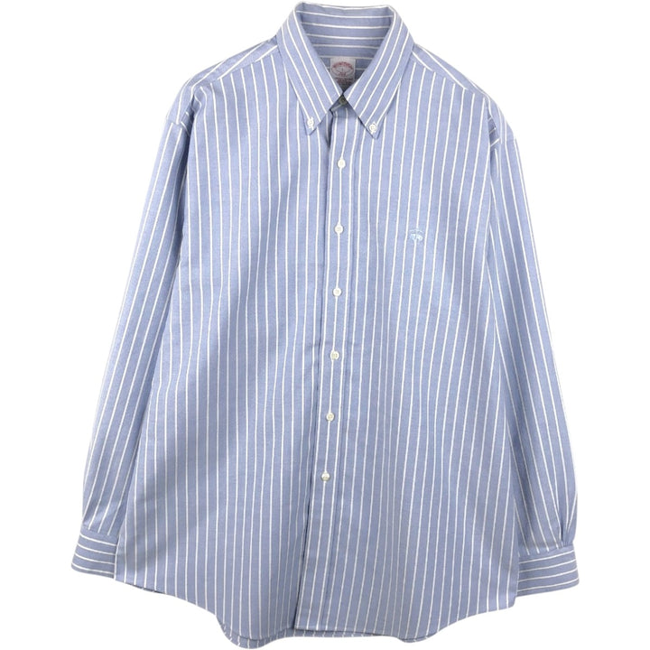 Brooks Brothers 346 Long Sleeve Button-Down Striped Shirt, Men's Size L Supima Cotton navy blue type Vintage Second Hand