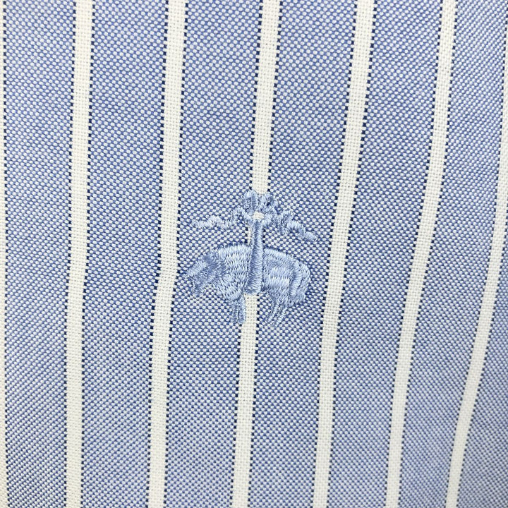 Brooks Brothers 346 Long Sleeve Button-Down Striped Shirt, Men's Size L Supima Cotton navy blue type Vintage Second Hand