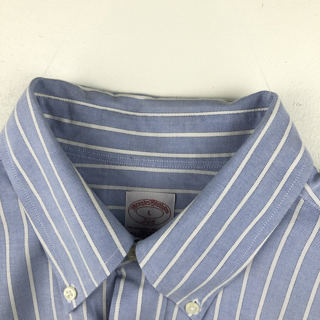 Brooks Brothers 346 Long Sleeve Button-Down Striped Shirt, Men's Size L Supima Cotton navy blue type Vintage Second Hand