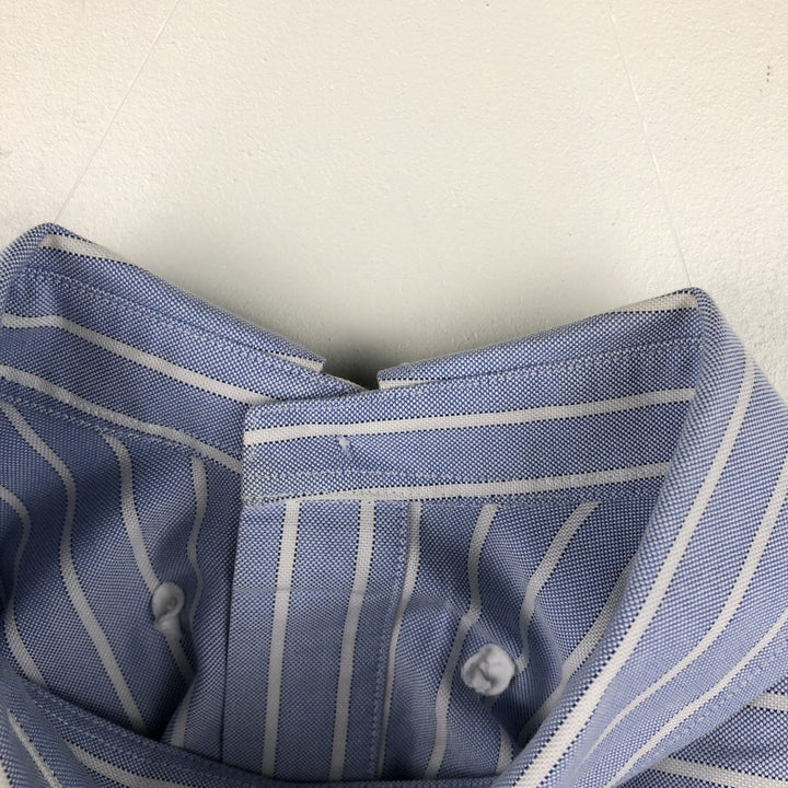 Brooks Brothers 346 Long Sleeve Button-Down Striped Shirt, Men's Size L Supima Cotton navy blue type Vintage Second Hand