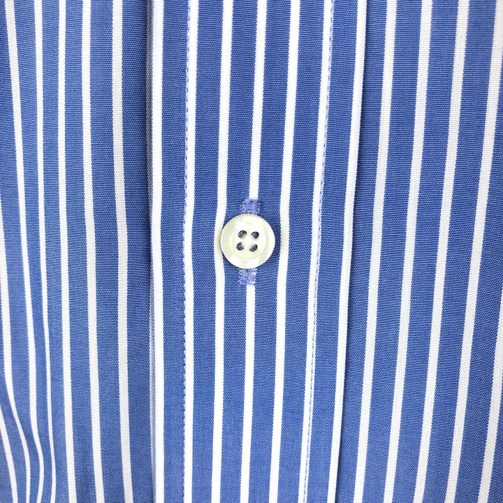Brooks Brothers 346 Regular Fit Long-Sleeve Button-Down Striped Shirt, Men's Size L (approx.) cotton navy blue type Vintage Second Hand