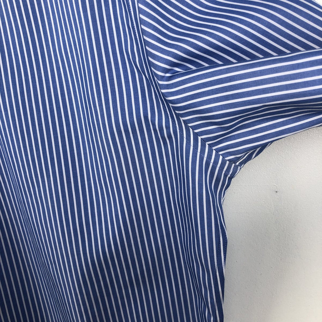 Brooks Brothers 346 Regular Fit Long-Sleeve Button-Down Striped Shirt, Men's Size L (approx.) cotton navy blue type Vintage Second Hand