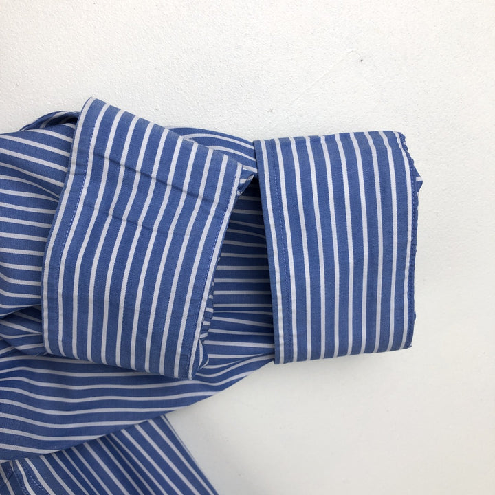 Brooks Brothers 346 Regular Fit Long-Sleeve Button-Down Striped Shirt, Men's Size L (approx.) cotton navy blue type Vintage Second Hand