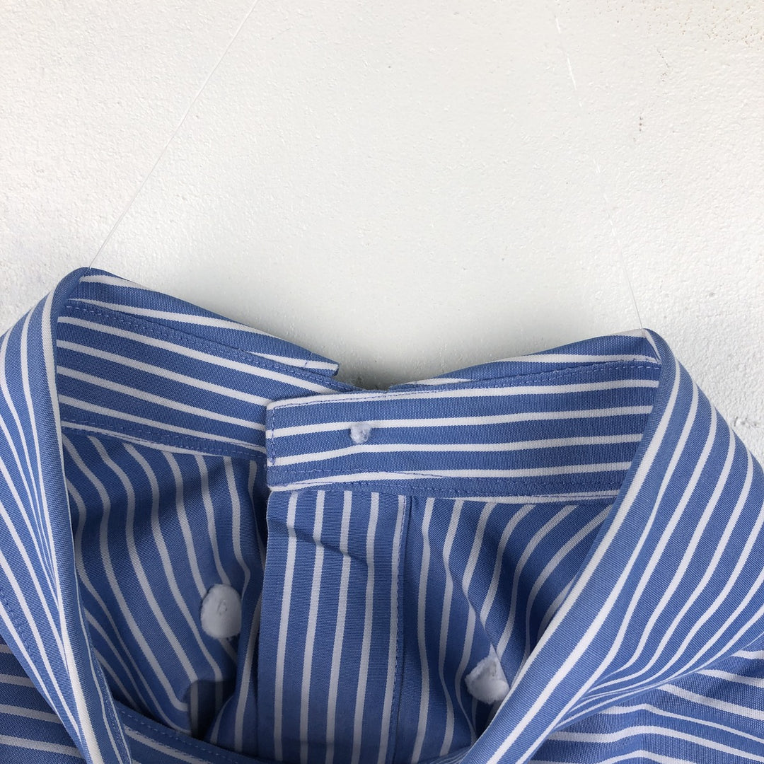Brooks Brothers 346 Regular Fit Long-Sleeve Button-Down Striped Shirt, Men's Size L (approx.) cotton navy blue type Vintage Second Hand