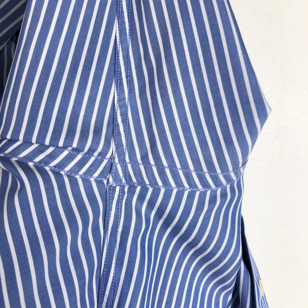 Brooks Brothers 346 Regular Fit Long-Sleeve Button-Down Striped Shirt, Men's Size L (approx.) cotton navy blue type Vintage Second Hand