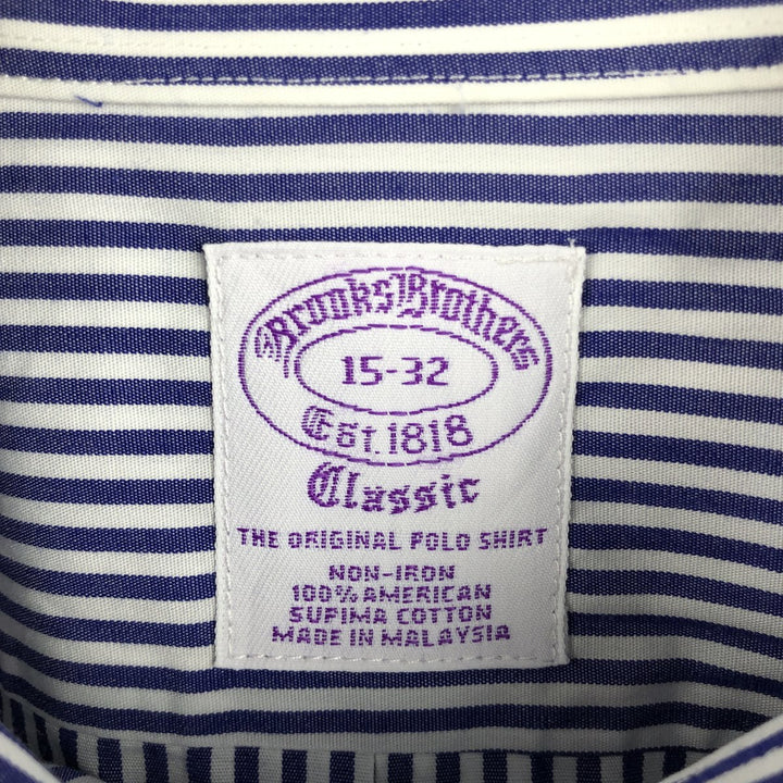 Brooks Brothers Est.1818 CLASSIC Long-Sleeve Button-Down Striped Shirt, Men's Size M (approx.) Supima Cotton navy blue type Vintage Second Hand