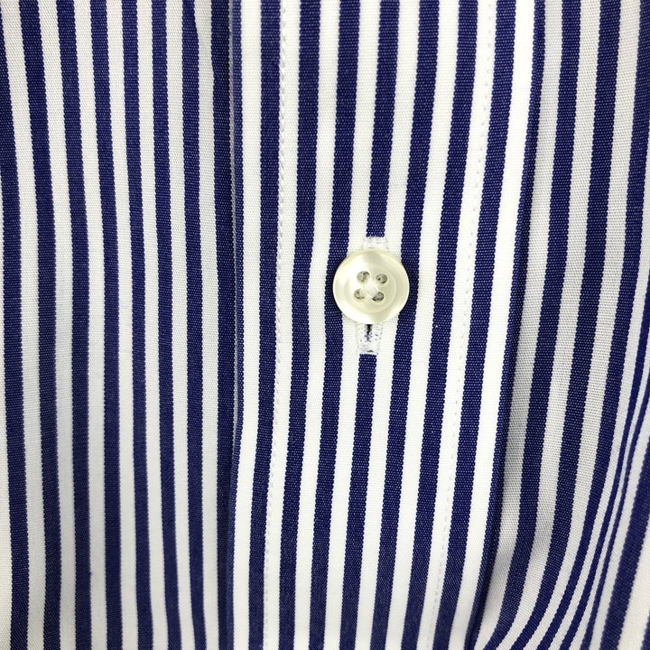 Brooks Brothers Est.1818 CLASSIC Long-Sleeve Button-Down Striped Shirt, Men's Size M (approx.) Supima Cotton navy blue type Vintage Second Hand
