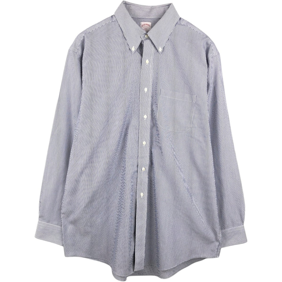 Brooks Brothers 346 Regular Fit Long Sleeve Button-Down Striped Shirt, Men's Size XL (approx.) cotton navy blue type Vintage Second Hand