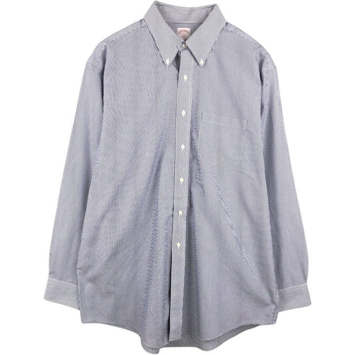 Brooks Brothers 346 Regular Fit Long Sleeve Button-Down Striped Shirt, Men's Size XL (approx.) cotton navy blue type Vintage Second Hand