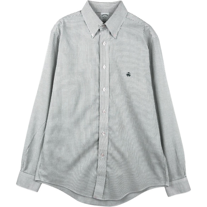 Brooks Brothers Est.1818 REGENT Long Sleeve Button-Down Striped Shirt, Men's Size M Supima Cotton Khaki type sage green Vintage Second Hand