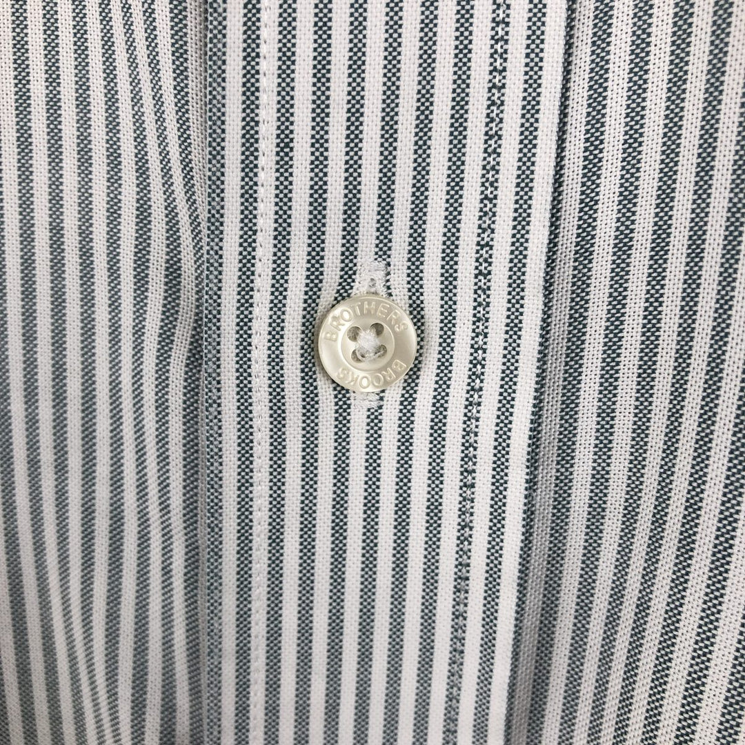 Brooks Brothers Est.1818 REGENT Long Sleeve Button-Down Striped Shirt, Men's Size M Supima Cotton Khaki type sage green Vintage Second Hand